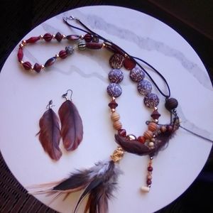 3 piece earring and necklace set, it's handmade